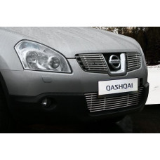 Декоративные элементы решётки радиатора d10 (2 элемента по 8 трубочек) "Nissan Qashqai" 2009 хром, NQSH.92.2235
