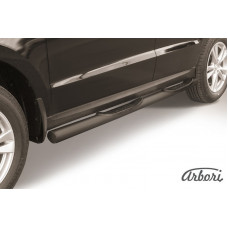 Защита штатных порогов Arbori d76 с проступями черная HYUNDAI SANTA-FE 2010-2012