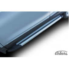 Комплект защиты штатных порогов алюминиевый профиль Arbori "Luxe Silver" 1700 серебристая NISSAN QASHQAI 2014-
