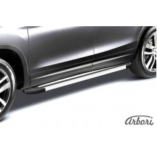Комплект защиты штатных порогов алюминиевый профиль Arbori "Luxe Silver" 1550 серебристая JEEP GRAND CHEROKEE (211) 2011-2014