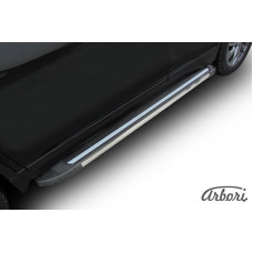 Комплект защиты штатных порогов алюминиевый профиль Arbori "Luxe Black" 1700 черная NISSAN X-TRAIL 2015-