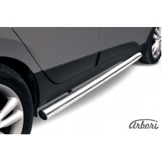Защита штатных порогов Arbori d76 труба HYUNDAI IX-35 2009-