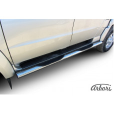 Защита штатных порогов Arbori d76 с проступями UAZ PATRIOT picap 2007-2015