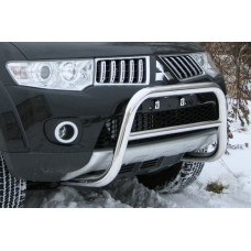 Решётка передняя мини d 60 низкая c перемычкой d 42 "Mitsubishi Pajero Sport" 2008-, MIPS.56.0774
