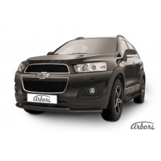 Защита переднего бампера Arbori d57+d42 двойная радиусная черная CHEVROLET CAPTIVA 2013-