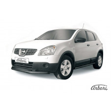 Защита переднего бампера Arbori d57+d42 двойная короткая черная NISSAN QASHQAI 2007-2009