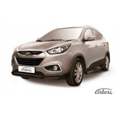 Защита переднего бампера Arbori d76+d57 двойная черная HYUNDAI IX-35 2009-