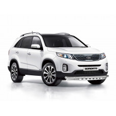 Защита переднего бампера с декоративными элементами d60/60 двойная, Kia Sorento 2013-