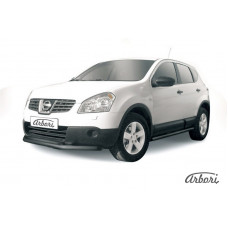 Защита переднего бампера Arbori d57+d42 двойная короткая черная NISSAN QASHQAI +2 2007-2011