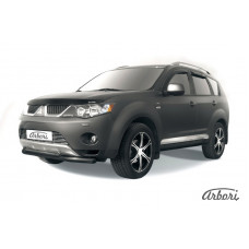Защита переднего бампера Arbori d57+d42 двойная черная MITSUBISHI OUTLANDER XL 2006-2010