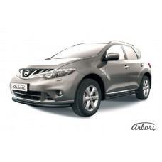 Защита переднего бампера Arbori d57+d42 двойная черная NISSAN MURANO 2011-