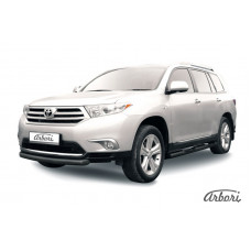 Защита переднего бампера Arbori d76 радиусная черная TOYOTA HIGHLANDER 2010-2014