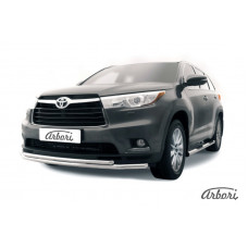 Защита переднего бампера Arbori d57+d42 двойная TOYOTA HIGHLANDER 2014-