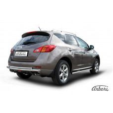 Защита заднего бампера Arbori d57+d42 двойная NISSAN MURANO 2011-