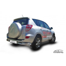 Защита заднего бампера "уголки" Arbori d57+d42 двойные TOYOTA RAV-4 2010-2012