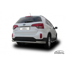 Защита заднего бампера Arbori d57+d42 двойная KIA SORENTO 2013-2014