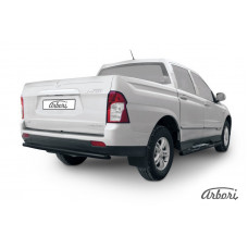 Защита заднего бампера Arbori d57 радиусная SSANGYONG Actyon Sport 2013-чёрн.