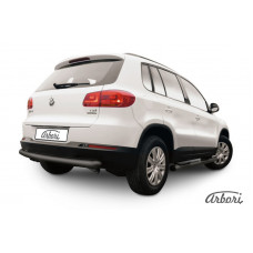 Защита заднего бампера Arbori d76 радиусная черная VOLKSWAGEN TIGUAN 2011-