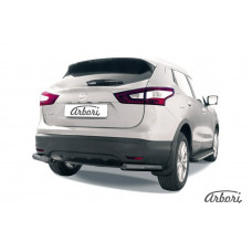 Защита заднего бампера "уголки" Arbori d76 черные NISSAN QASHQAI 2014-