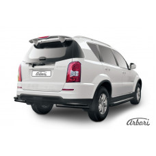 Защита заднего бампера "уголки" Arbori d57+d42 двойные SSANGYONG Rexton NEW 2013-чёрн.