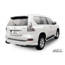 Защита заднего бампера "уголки" Arbori d76+d42 двойные черные LEXUS GX-460 2013-